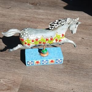 Jim Shore " A Day In The Country" Gray Horse with Red and Green Floral Design